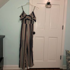 Striped bodysuit off the shoulder